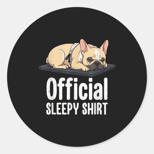 Sticker Rond Sleepy French Bulldog Funny Dog Lovers Men Women K (Devant)