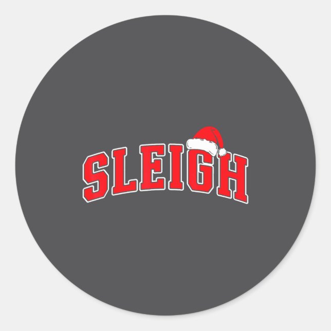 Sticker Rond Sleigh Christmas Varsity Text With Santa Hat Famil (Devant)
