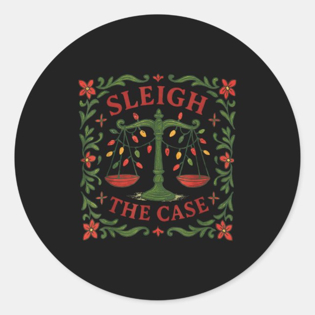 Sticker Rond Sleigh The Case Funny Lawyer Xmas Design  (Devant)