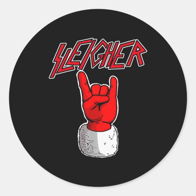 Sticker Rond Sleigher Santa Claus Metal Christmas Funny Hail Sa (Devant)