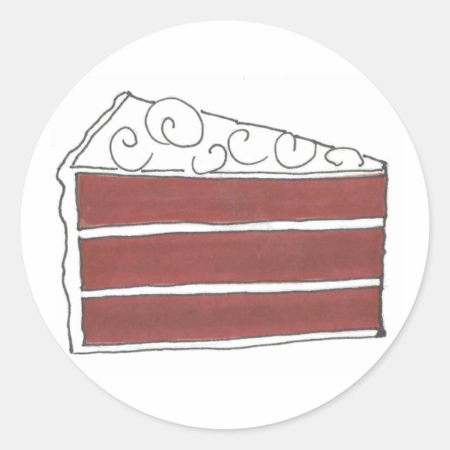 Sticker Rond Slice de gâteau de velours rouge Dessert nourritur (Devant)