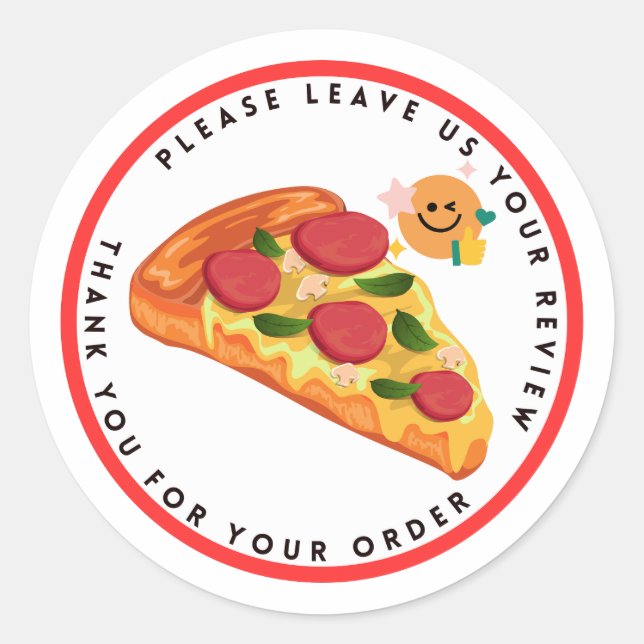 Sticker Rond Slice Pizza Smile Emoticon Leave Examen Merci (Devant)