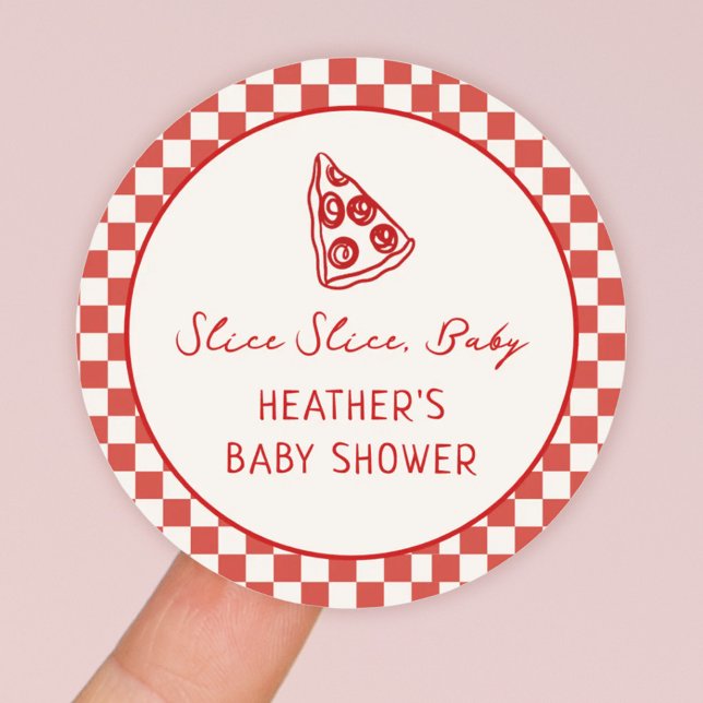 Sticker Rond Slice Slice Baby Italien Pizza Baby shower Favoris (Créateur téléchargé)
