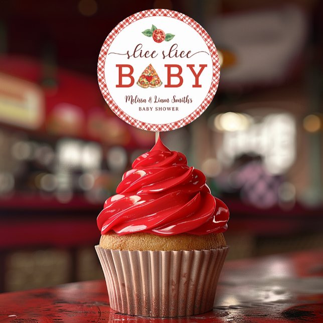Sticker Rond Slice Slice Baby Pizza Baby shower Favoriser Stick (Slice Slice Baby Sticker Favor)
