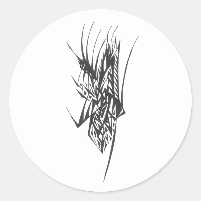 Sticker Rond Slide noir blanc Abstrait tatouage tribal (Devant)