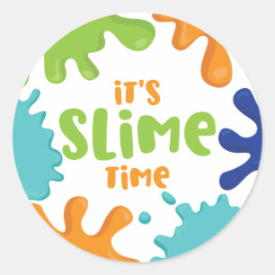 Sticker Rond Slim time Anniversaire Plaques de fête Orange Bleu