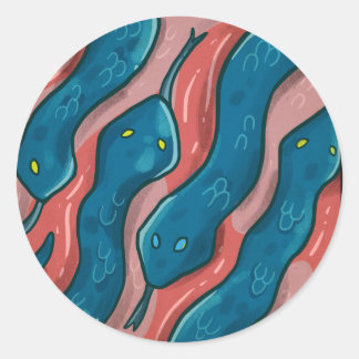 Sticker Rond Slithering Snake - Animal Pattern Illustration