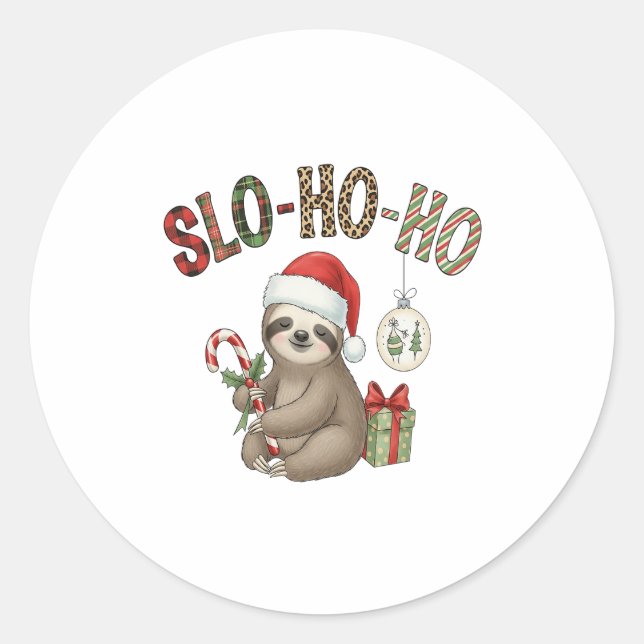 Sticker Rond Slo Ho Ho Xmas Sloth (Devant)
