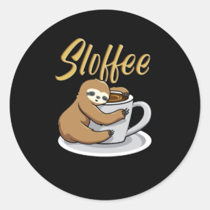 Sticker Rond Sloffee Funny Sloth Coffee Mug