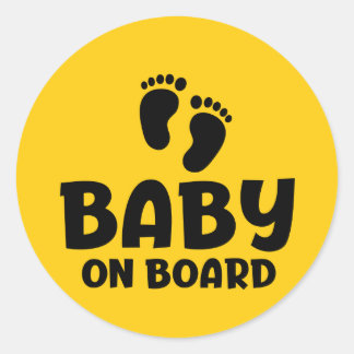Sticker Rond Slogan baby on board - bébé à bord, en voiture.