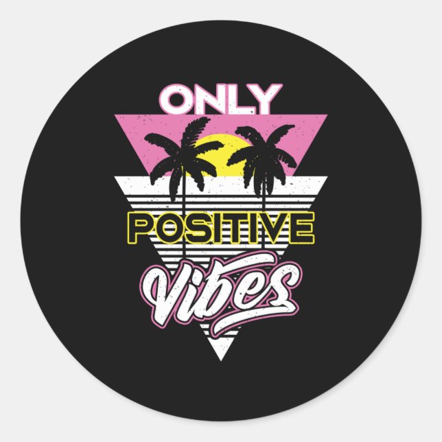 Sticker Rond Slogan Rétro Vibes Positives (Devant)
