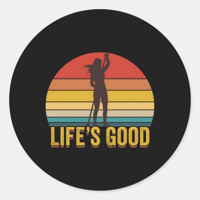 Sticker Rond Slogan Sup Life Paddleboard (Devant)