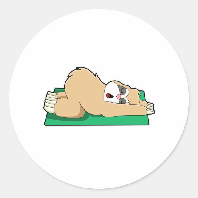 Sticker Rond Sloth au Yoga sur tapis de Yoga (Devant)