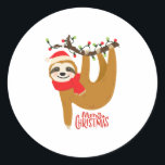 Sticker Rond Sloth Christmas<br><div class="desc">Sloth Christmas</div>