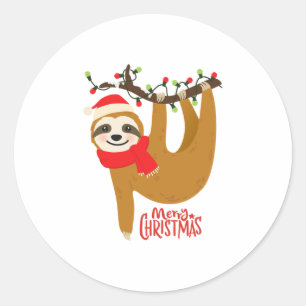 Sticker Rond Sloth Christmas