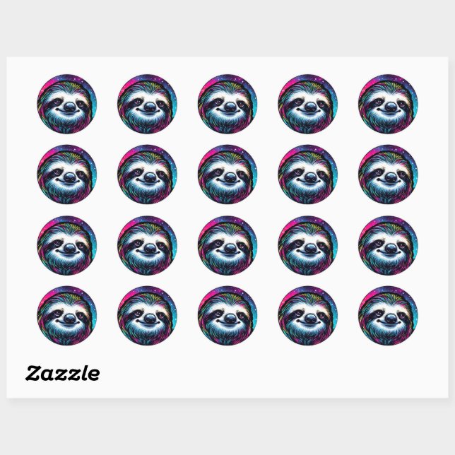 Sticker Rond Sloth cosmique (Feuille)