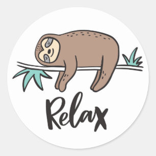 Sticker Rond Sloth Dit Relax