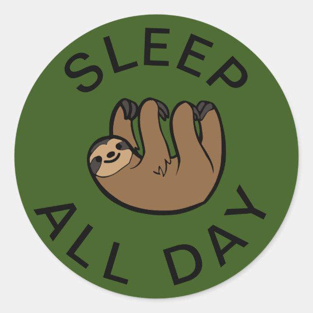 Sticker Rond Sloth Dormir toute la journée (Devant)