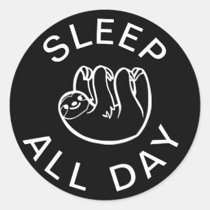 Sticker Rond Sloth Dormir toute la journée