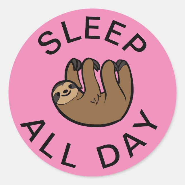 Sticker Rond Sloth Dormir toute la journée (Devant)