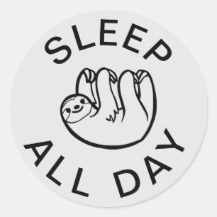 Sticker Rond Sloth Dormir toute la journée