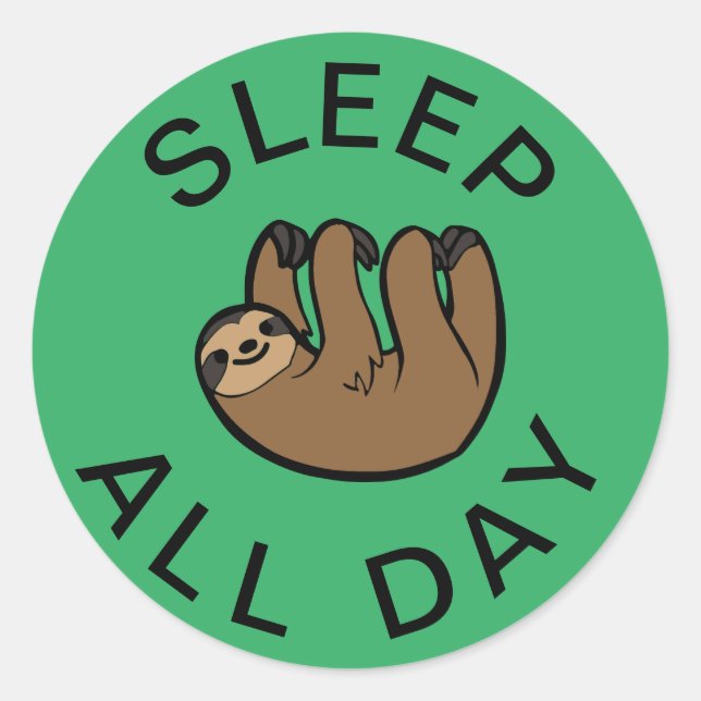 Sticker Rond Sloth Dormir toute la journée (Devant)