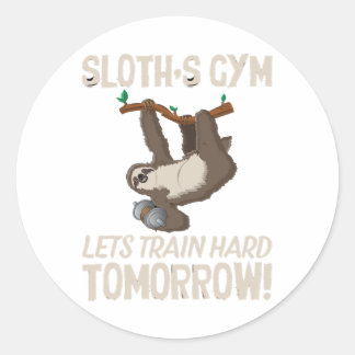Sticker Rond Sloth gym Nous entrainons dur Demain