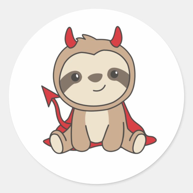 Sticker Rond Sloth Halloween Cute Devil Witch Costume classique (Devant)