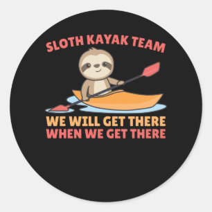 Sticker Rond Sloth Kayak Team Paddle Funny Slots