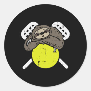 Sticker Rond Sloth Lacrosse Jolie Lazy Lax Joueuse Hommes Femme
