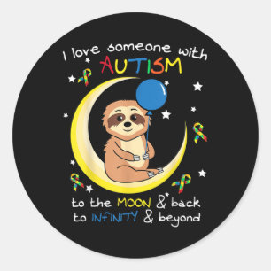 Sticker Rond Sloth Love Quelqu'Un Avec Puzzle Cool Autisme Sens