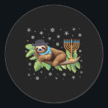 Sticker Rond Sloth Menorah Hanoukka Chanukah Animal Sloths Jewi<br><div class="desc">Sloth Menorah Hanoukka Chanukah Animal Sloths Jewish</div>