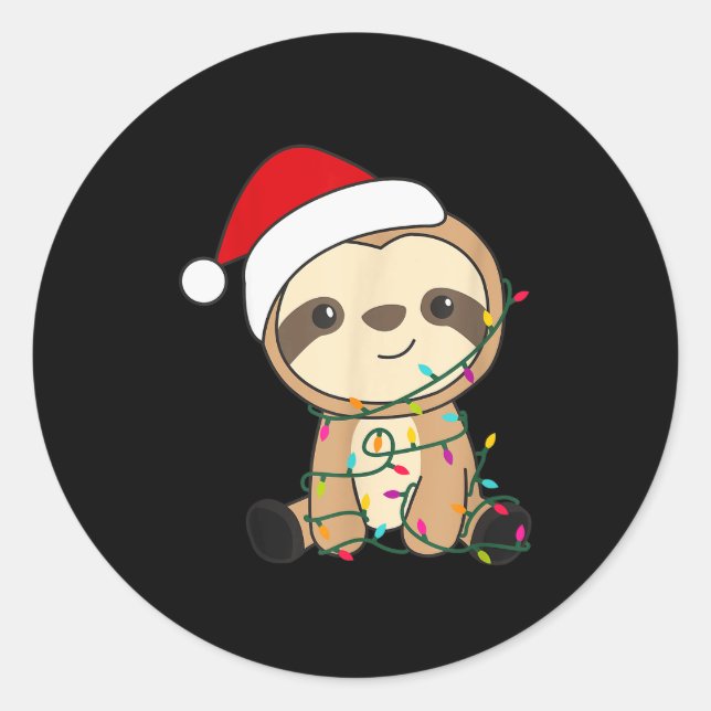 Sticker Rond Sloth Merry Christmas Winter Sloths Christmas  (Devant)
