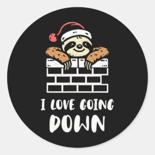 Sticker Rond Sloth Père Noël Funny Noël Sloth Lover Humour Noël