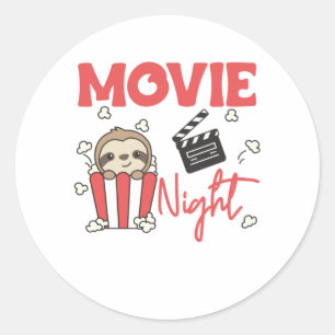 Sticker Rond Sloth Popcorn Movie Nuit mignonne Sloth Movies