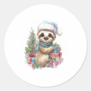 Sticker Rond Sloth Shirt Safari Noël Père Noël