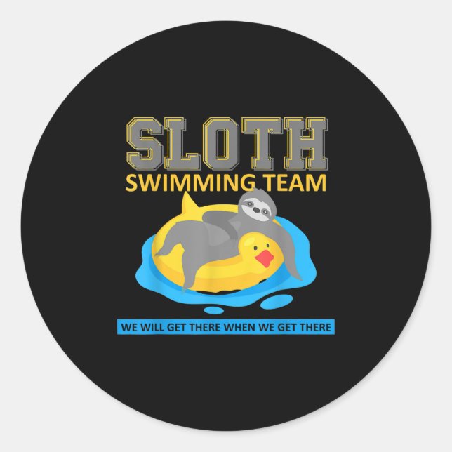 Sticker Rond Sloth Swim Team Swim Team Funny Cadeau (Devant)