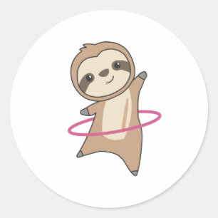 Sticker Rond Slots The Hullern Sport Cute Sloth Funny