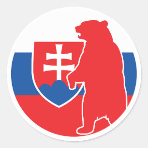 Sticker Rond Slovaquie Ours Slovaque