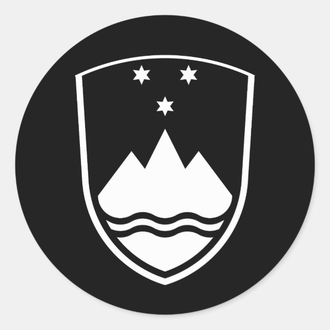 Sticker Rond Slovenia coat of arms, simple, black and white (Devant)