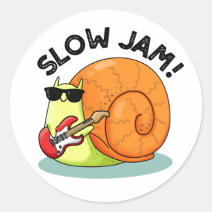 Sticker Rond Slow Jam Funny Musique Snail Pun