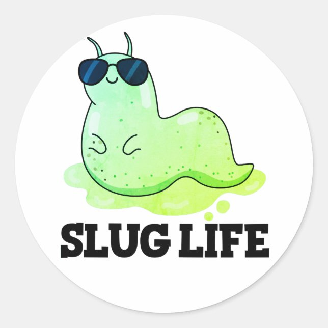 Sticker Rond Slug Life Funky Green Slug Pun (Devant)