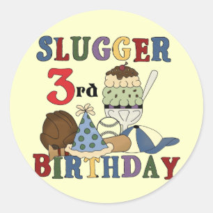 Sticker Rond Slugger de baseball 3e chemises d'anniversaire