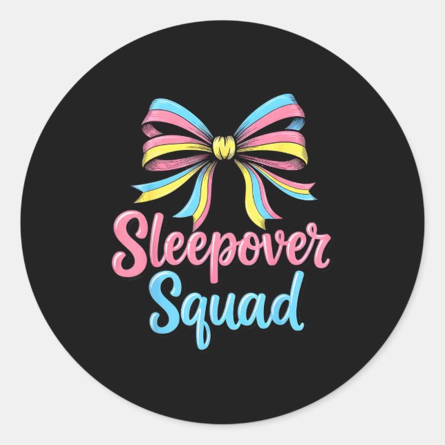 Sticker Rond Slumber Party Squad Sleever Coquette Birthday Paja (Devant)