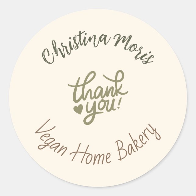 Sticker Rond Small Vegan Home Bakery Thank You (Devant)