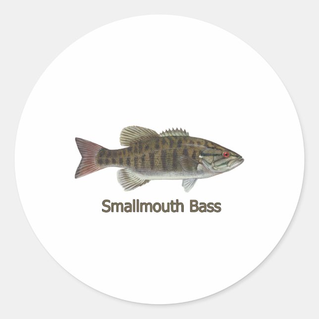 Sticker Rond Smallmouth Bass Art (titre) (Devant)