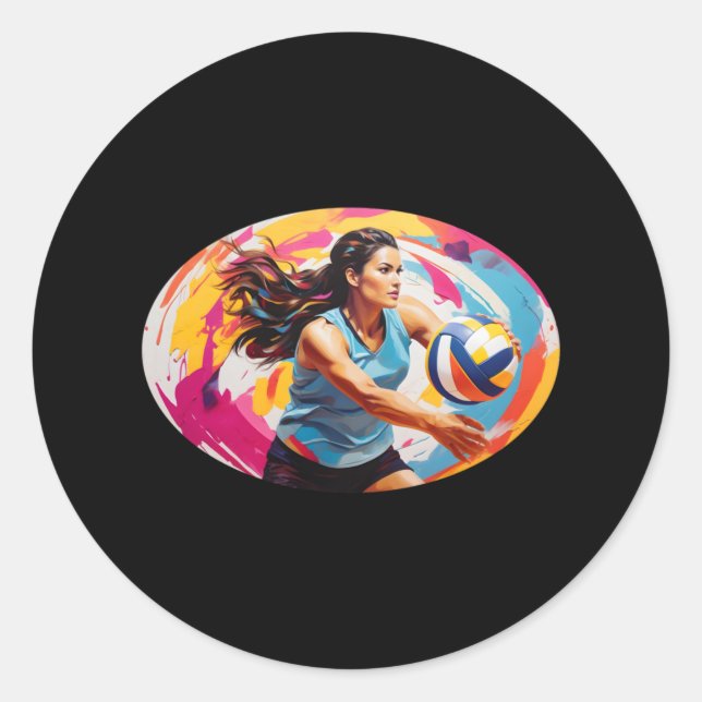 Sticker Rond Smart Underhand Serve - Joueuse de volley-ball fém (Devant)