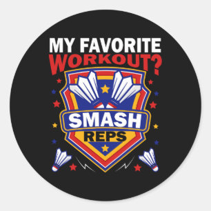 Sticker Rond Smash Reps Badminton Jour Raquettes Navettes Qu