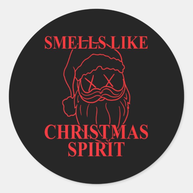 Sticker Rond Smells Like Christmas Srit Santa Claus Xmas  (Devant)