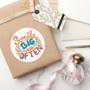 Sticker Rond Smile Big Laugh Souvent : Joyeux